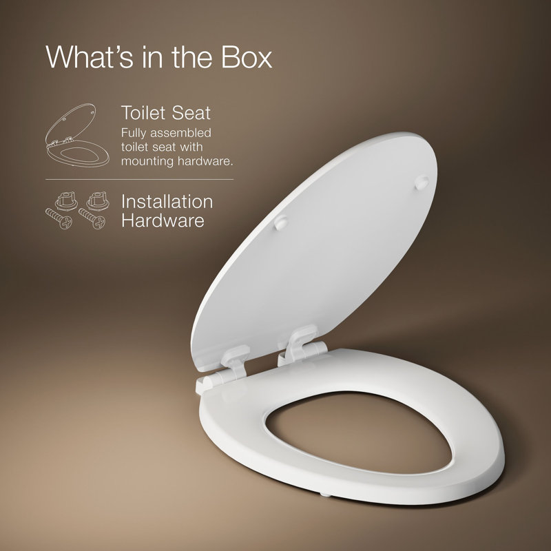 Stonewood Quiet-Close Compression-Molded Wood Toilet Seat, White, Elongated