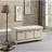 1Pc Durable Storage Bench White Finish Foam Cushioned Seat Beige Upholstery Flip-Top Seat Solid Wood Home Furniture