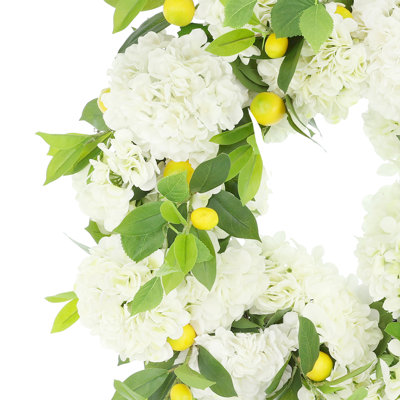 22" Spring Wreath with Hydrangeas and Lemons