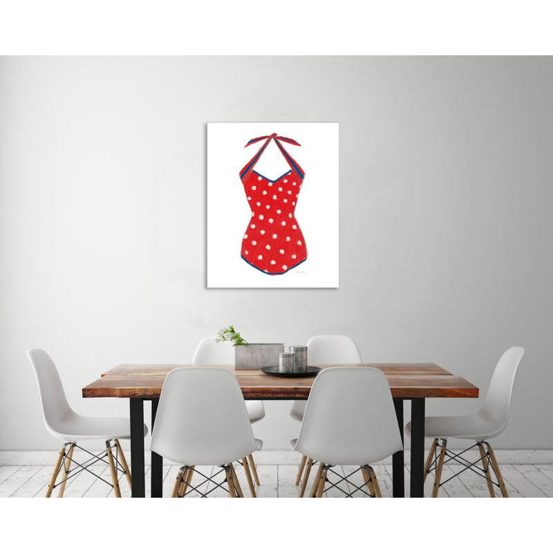 Toile tendue avec châssis «Retro Swim vêtements II» par Emily Adams, H 45 po x l 36 po x P 1,5 po