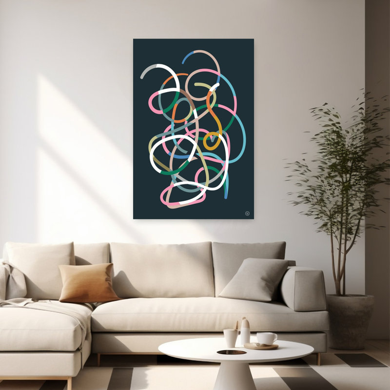 Art contemporain abstrait coloré, H 60 po x l 40 po