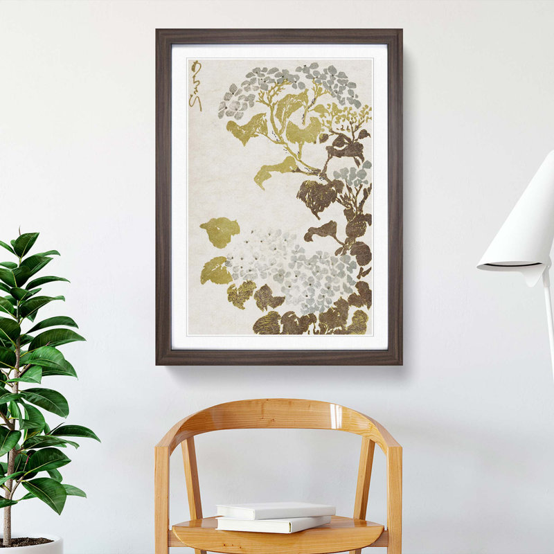 Hydrangea Flowers - Picture Frame Painting Print, Walnut Framed, 65cm H x 48cm W x 2cm D