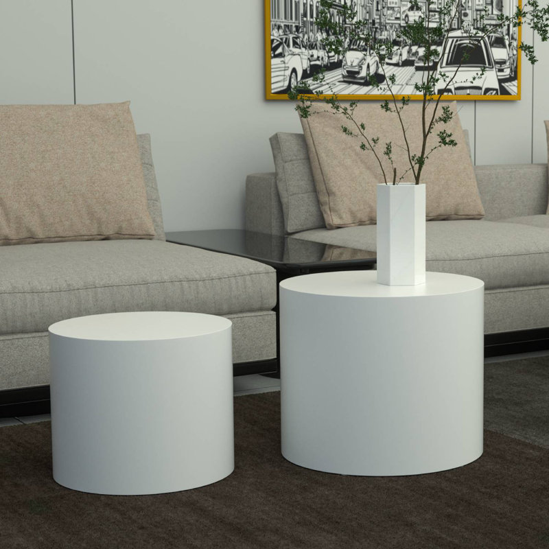 Nesting Tables, White, 15" H x 18.89" W x 18.89" D