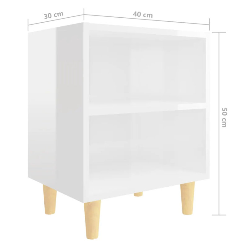 Southwell 40cm W Bedside Table, High Gloss White