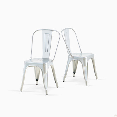 Ensemble de 2 chaises de salle à manger en métal ultrabrillant de 18 pouces de hauteur