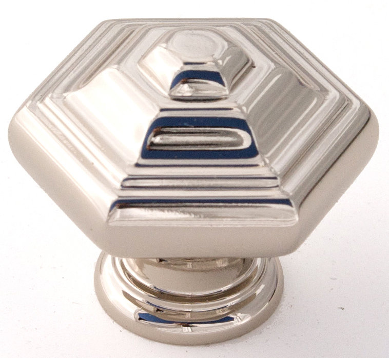 Poignée géométrique de 1 1/4 po de longueur, Nickel poli