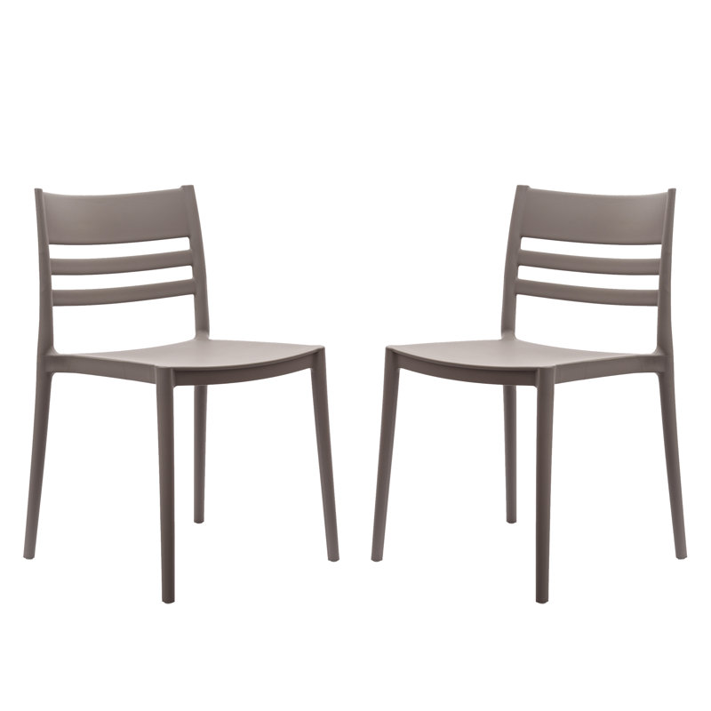 Commercial All-Weather Resin Stack Chair With Slatted Backrest, Gray