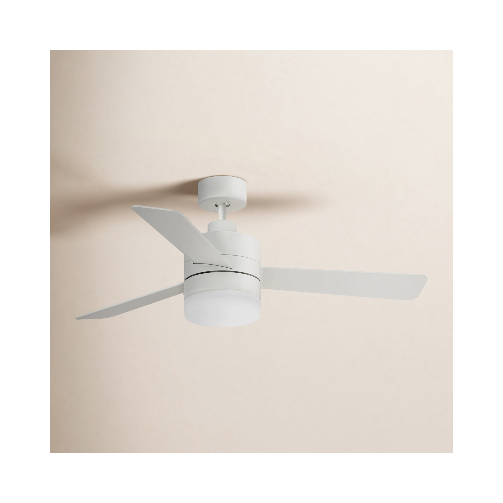 Adna 44'' 3 Blade Ceiling Fan with Light Kit, 44", Matte White, Matte White