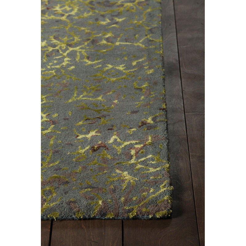 Rupec Grey/Green Abstract Area Rug, 5' x 7'6"