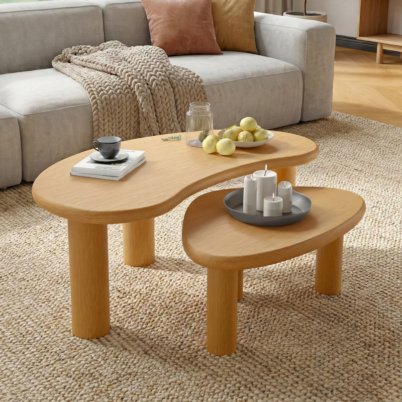 Tables basses gigognes en bois, Bois naturel