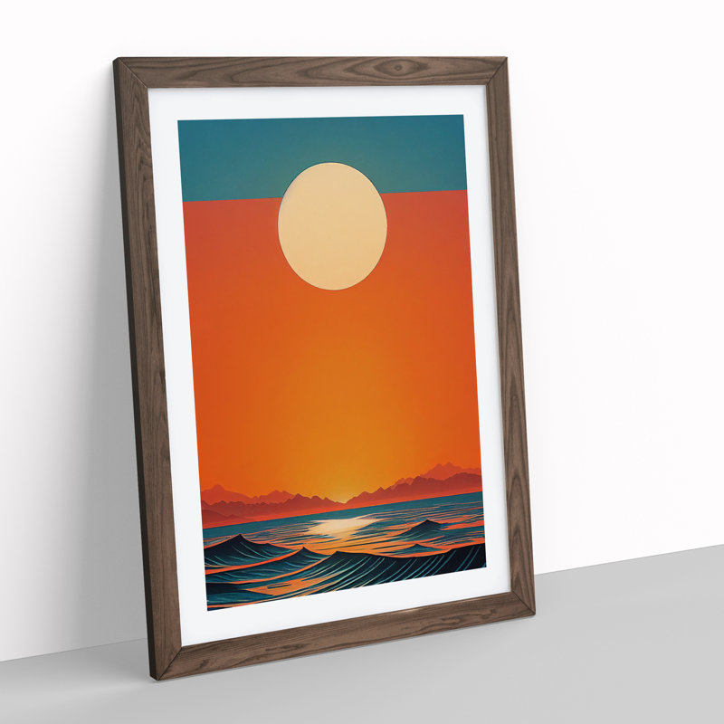 Wild Ocean Sunset Abstract Framed Print, 34cm H x 25cm W x 2cm D, Brown Framed