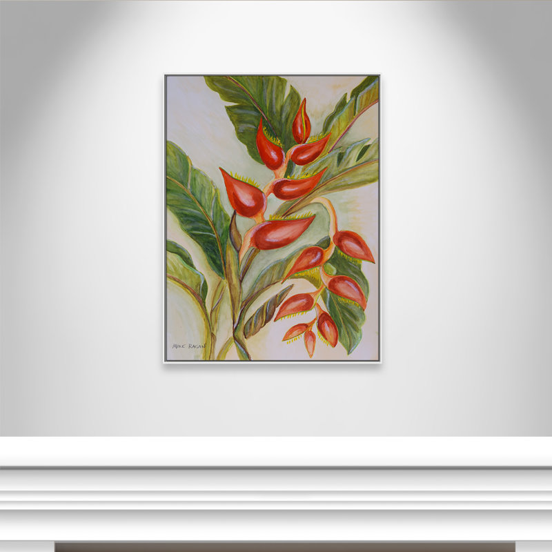 Imprimé Heliconia par Mike Ragan pour , H 49,5 po x l 37,5 po, Blanc