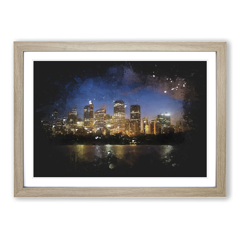 Sydney Skyline Vol.2 - Picture Frame Painting, 27cm H x 36cm W x 2cm D, Oak Framed