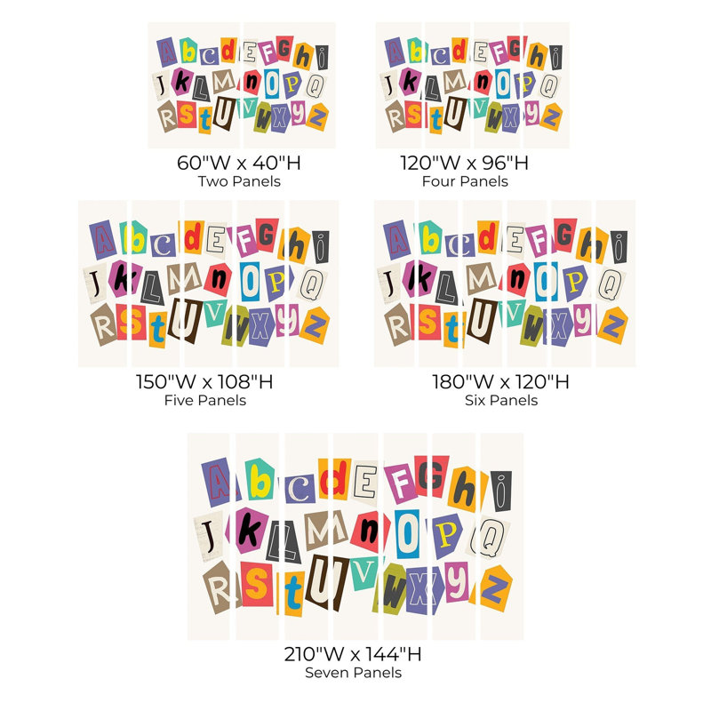 Murale pelez et collez de qualité supérieure - collage alphabet, L 120 po x l 180 po