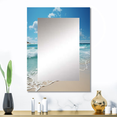 Scénario paysage côtier Serenity VII - miroir décoratif océan, miroir mural turquoise, impression sur métal