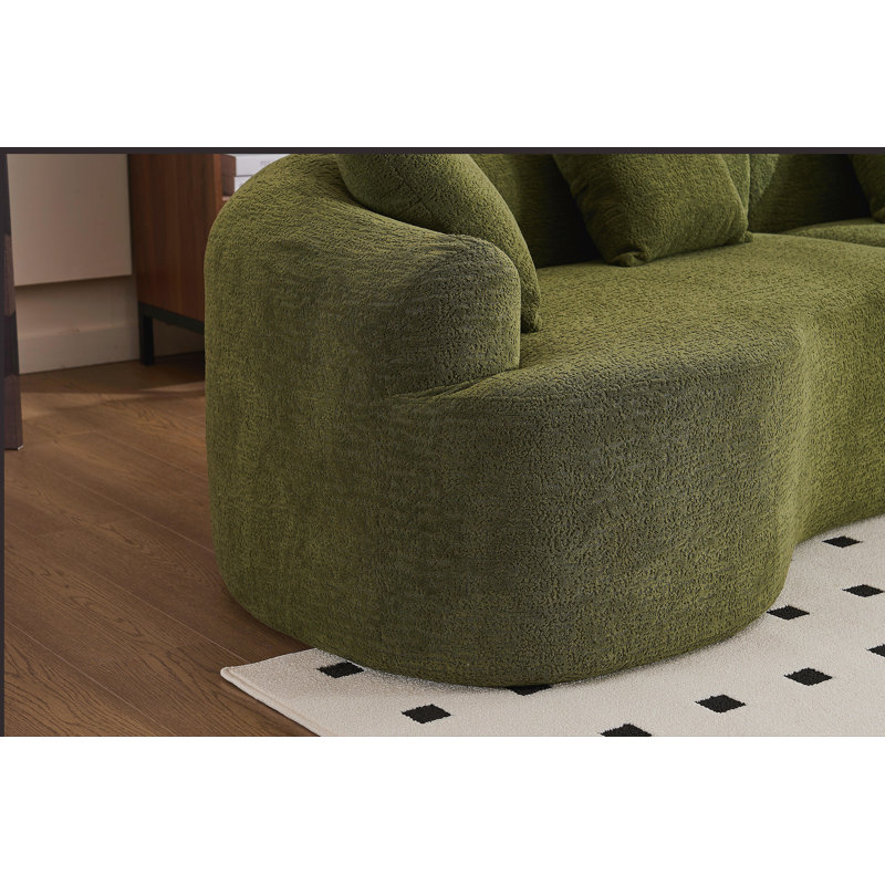 Full Compression Sponge Sofa Forest Green Curved Modular Sectional, 30D High-Density Chenille Sleeper Couch for Apartment, 800 lbs 110"L