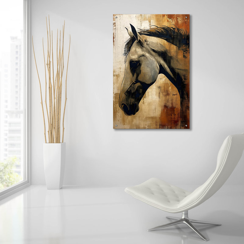 «Brown Horse» par Andreas Magnusson, art mural en verre acrylique, H 36 po x l 24 po x P 0,2 po