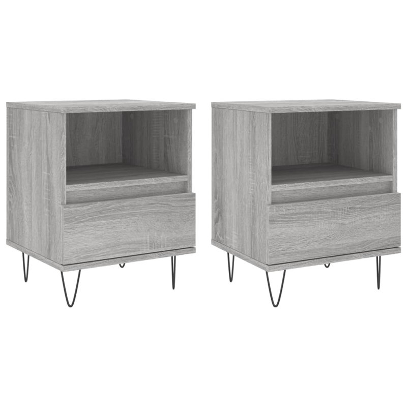 Ebenier 40cm W Manufactured Wood Bedside Table, Grey Sonoma, Individual