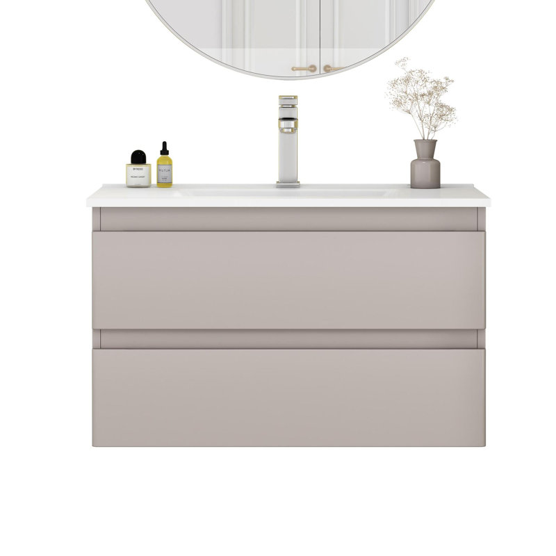 32" Wall-Mounted Luxury Bathroom Vanity, Gray