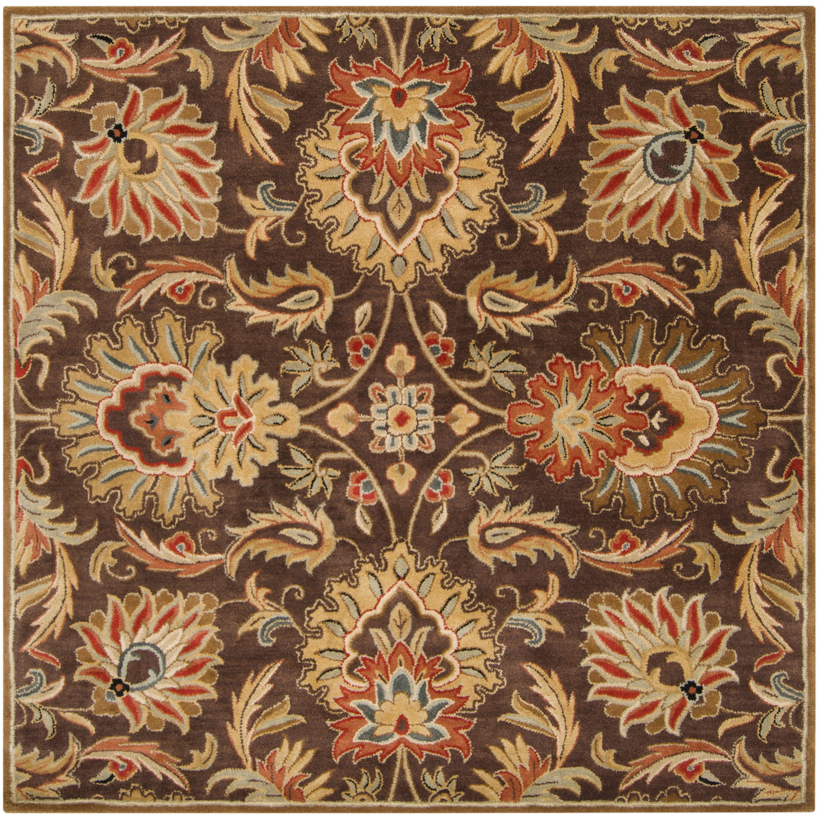 Arden Dark Brown Garnet Hand-Tufted Wool Rug, Square 4'