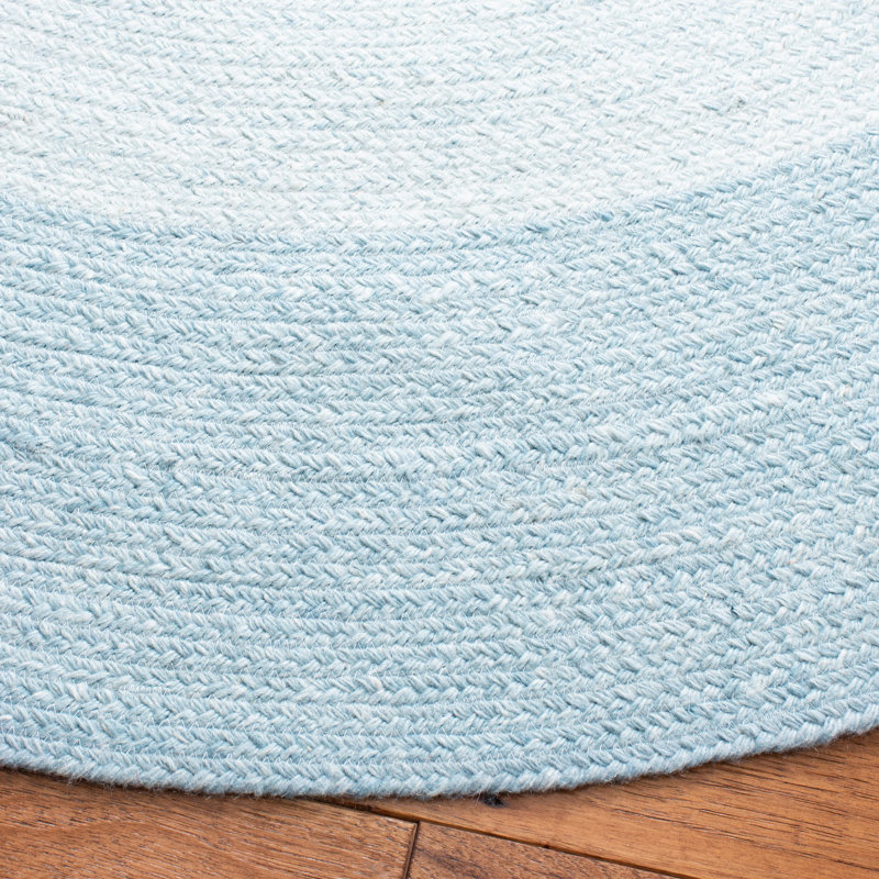 Round Wallin Hand-Woven Flatweave Aqua Area Rug, Round 4'