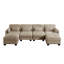 Canapé d'angle modulaire 4 places au design moderne et minimaliste capitonné, en forme de U, avec 2 poufs amovibles et d'épais coussins d'assise confortables, idéal pour le salon. Revêtement en chenille.