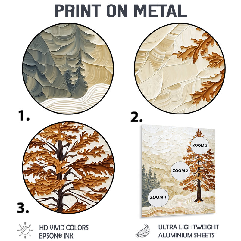 Arbre d'automne forêt de cèdres I - décor floral en métal, impression de pin, H 44 po x l 34 po x P 0,84 po