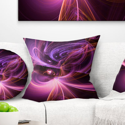 Art fractal mauve clair et foncé - coussin imprimé abstrait