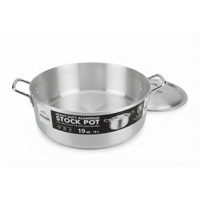 Aluminum Stock Pot Heavy Duty Cooks Standard Dutch Oven Casserole With Lid, 19 Quart Professional Stainless Steel Stockpots, Silver