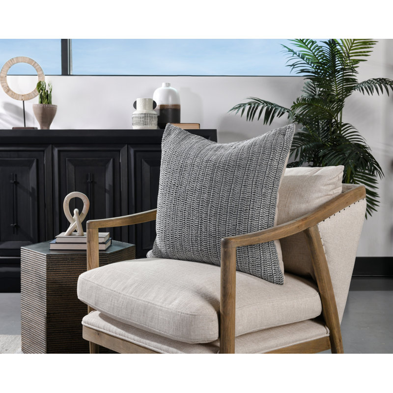 Marcie Square Pillow Cover & Insert, Black