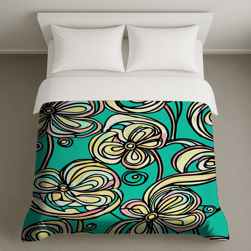 Housse de couette à motif floral Boho, Lit simple