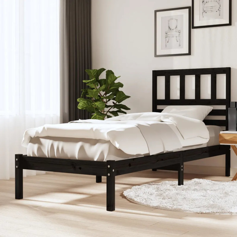 Bed Frame Solid Wood, Grey, European Super King (200 x 200 cm)