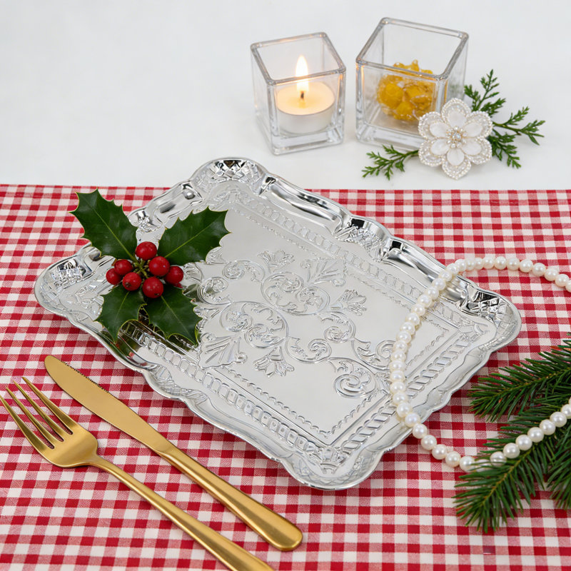 Ensemble de 6 assiettes en plastique, Argent argent