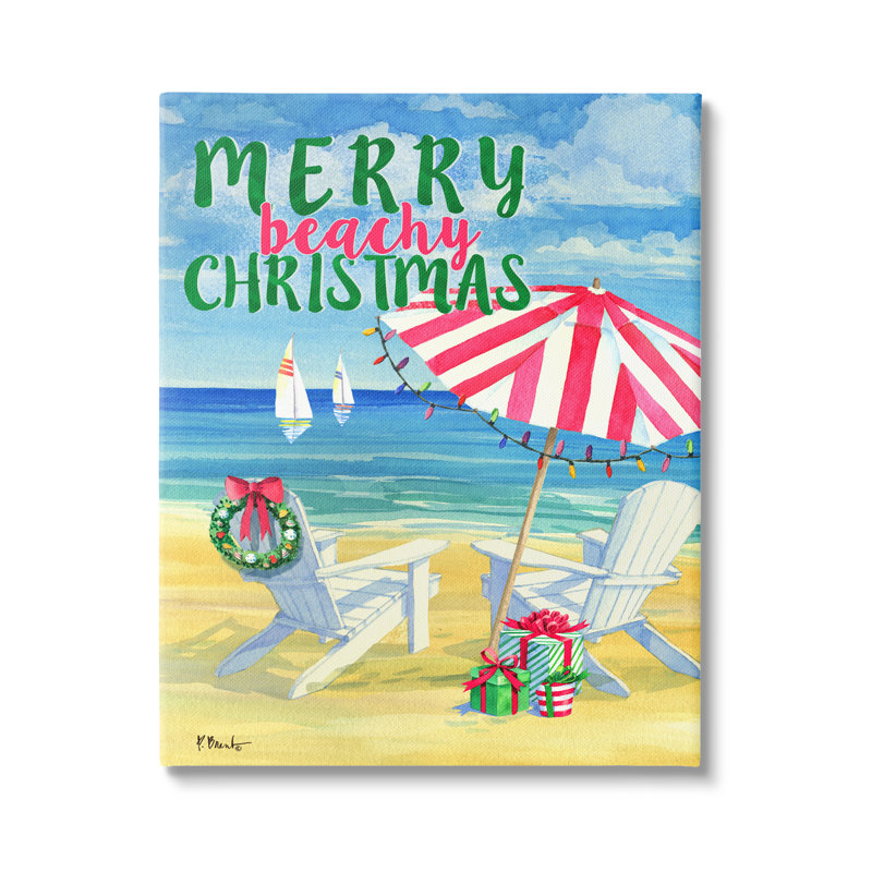 «The Holiday Aisle® Merry Beachy Christmas», art mural sur toile flottante par Paul Brent, H 20 po x l 16 po x P 1,5 po