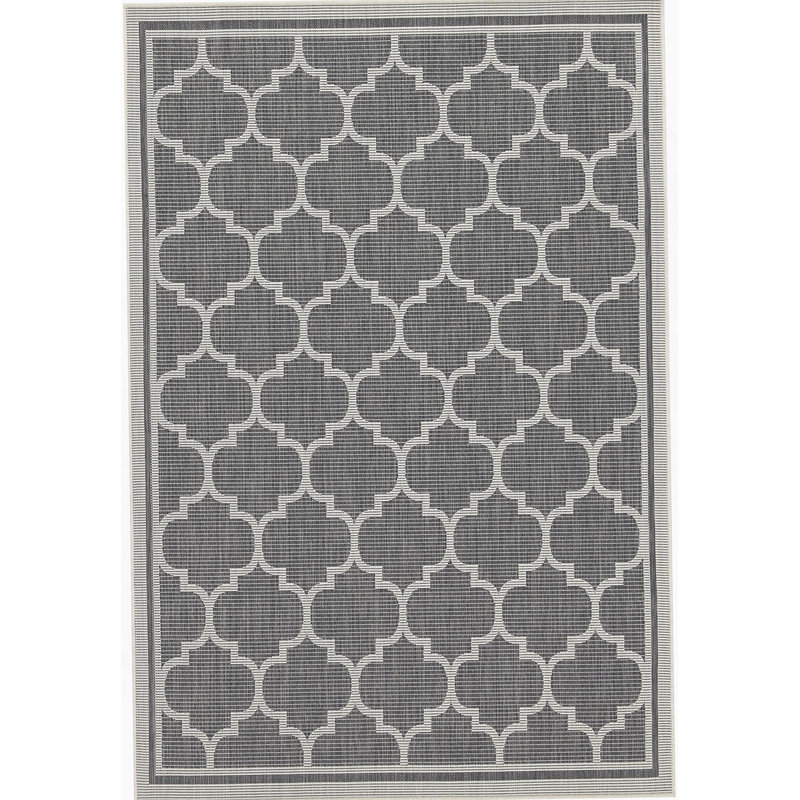 Sunshine Anthracite  Indoor/Outdoor Area Rug, Rectangle 7'10" x 10'3"
