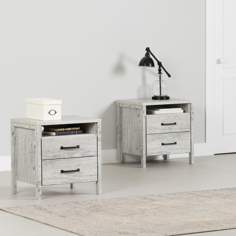 Gravity Nightstands Gray Maple, Seaside Pine