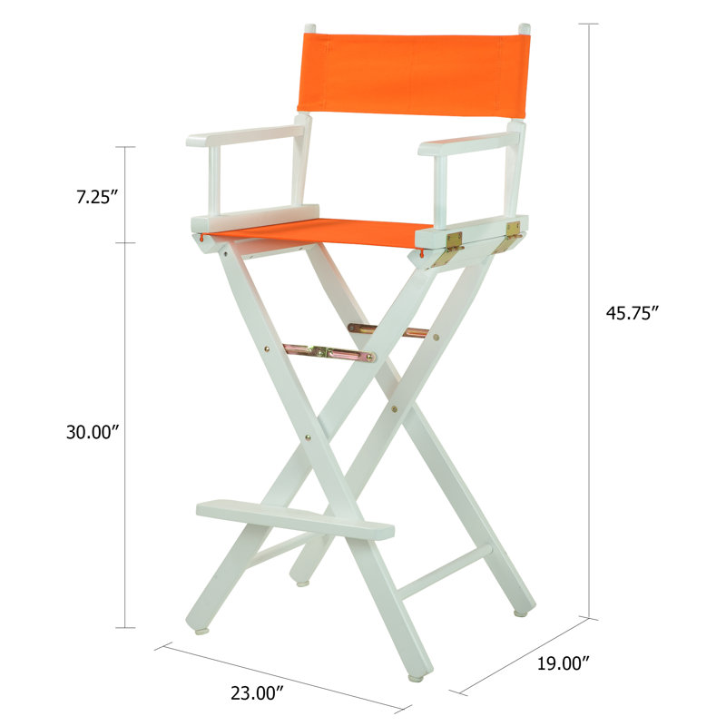 Chaise de réalisateur pliante de 30 po avec toile, Mandarine, Blanc