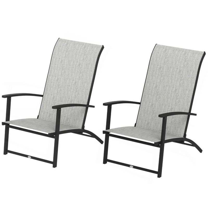 Chaises pliantes à dossier haut, ensemble de 2 chaises d'extérieur, Gris