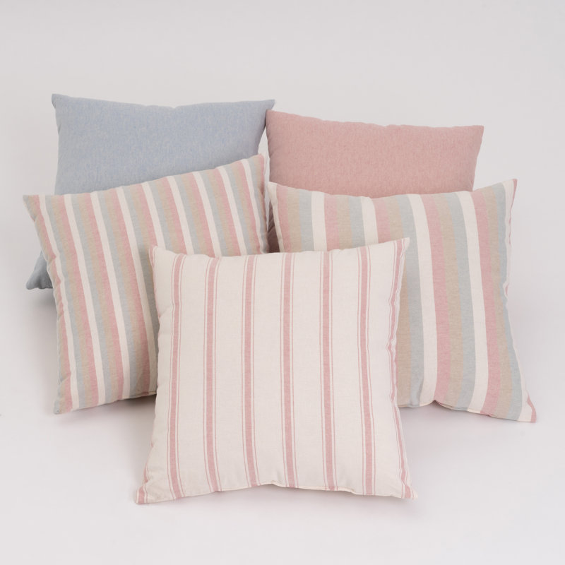 Kinloch Striped Square Euro Cushion, Pink/Grey/Blue