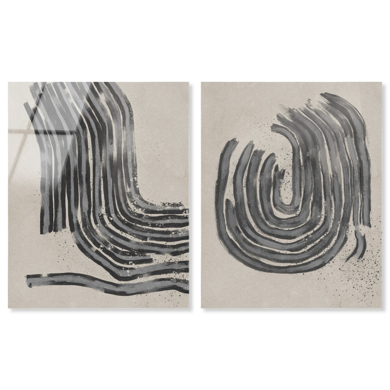 Two Spaces Set High-Gloss Frameless Acrylic Glass Wall Art Abstract Print by Oliver Gal, Ready to Hang, 16 x 20, 20"H x 24"W