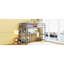 Lit mezzanine simple en bois avec tablettes, bureau, tableau d'écriture - ornement gris 3 po-869509118-869509117