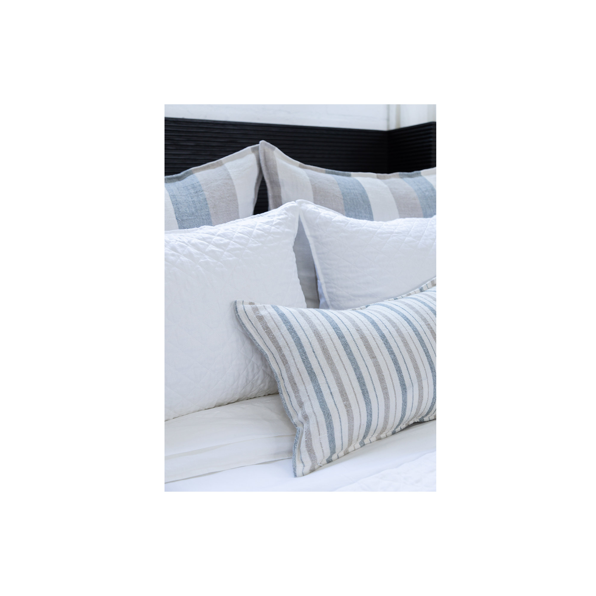 Naples Striped Linen Throw Pillow, 18" x 60", Rectangular