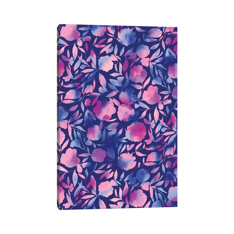 Watercolour Floral Papercut Blue Purple by Jacqueline Maldonado - Wrapped Canvas Print, 66.04 cm H x 45.72 cm W x 3.175 cm D