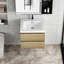 Meuble-lavabo de salle de bain avec lavabo 24 po, armoire moderne avec plateau en résine de chêne naturel et tiroirs à fermeture en douceur 24 po, chêne, lavabo