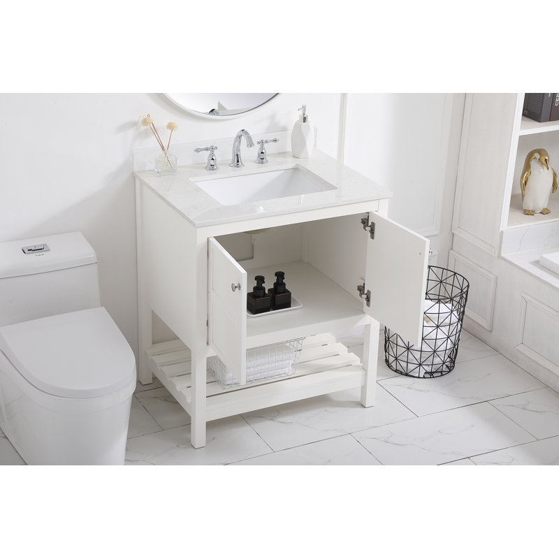 Krish 30'' Single Bathroom Vanity with Top, White