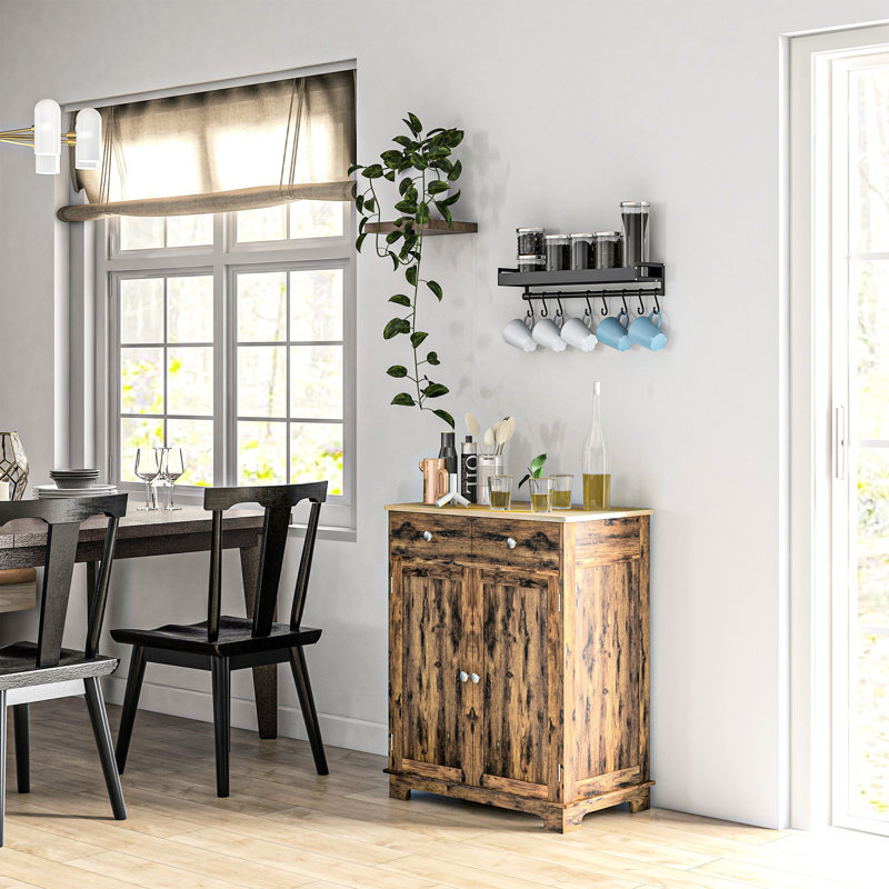 Buffet Modern Modern - rangement en bois massif. 2 tiroirs, portes, tablette réglable. Pour l'entrée, le salon. Avec l 26,75 po x P 15,75 po, H 33,5 po avec espace pour la salle à manger.