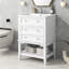 Meuble-lavabo 24 po avec lavabo, armoire de rangement avec tiroir et tablette ouverte, cadre en bois massif