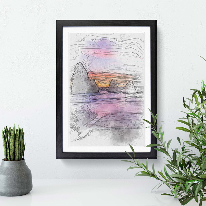 Rodeo Beach in Abstract - Picture Frame Graphic Art Print, 76cm H x 50cm W x 2cm D, Black