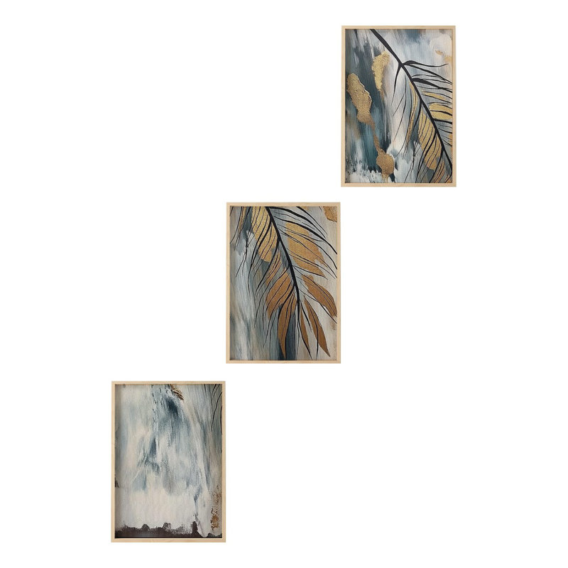 Élégante peinture décorative en panneau de fibres à densité moyenne (3 pièces), 19,7 po x 27,6 po chacune | 100% panneau de fibres à densité moyenne avec une épaisseur de 0,1 pouce, structure en bois massif (épaisseur: 1,0 pouce) | Parfait pour le salon, la chambre à coucher et le bureau