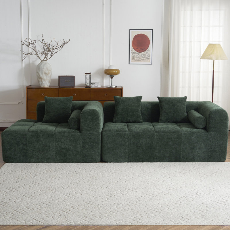 Canapé modulaire de 101,2 po avec canapé à compression complète et canapé modulaire avec siège profond et deux poches latérales pour le salon